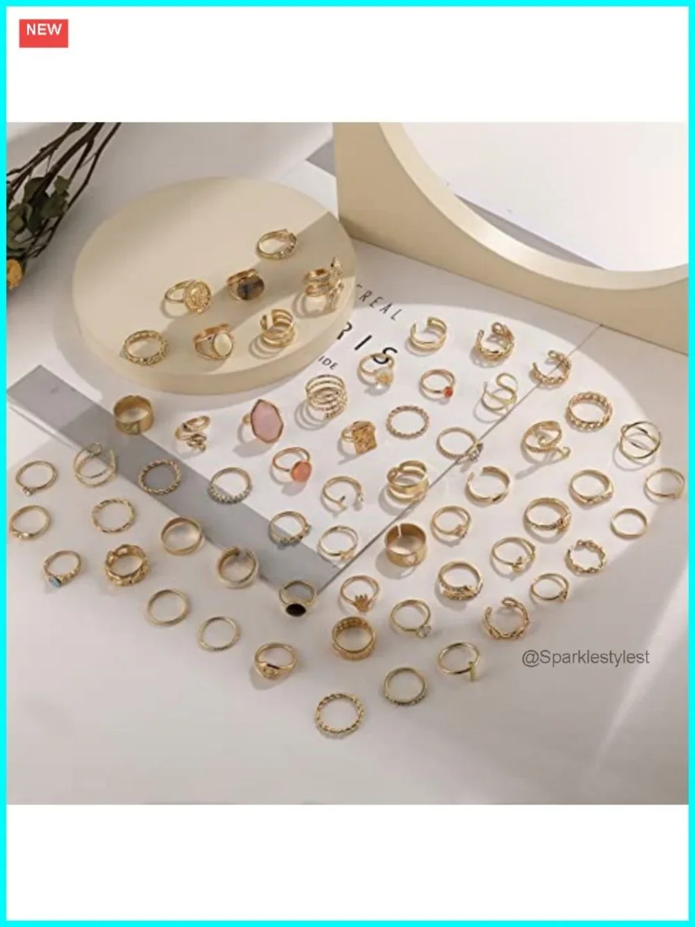 60 Pc Gold Plated Stacking Rings Set Vintage Knuckle Midi Thin Finger